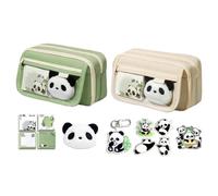 Panda Pencil Case | 8.66 Inches Large Pencil Case | Oxford Cloth Smoothy Pen Pouch | Roomy Design Zipper Bag with Panda Brooch Pin Stickers, Notepad, Keychain for School Office Home Animal Lovers