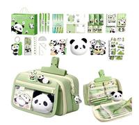 Panda Pencil Case - Cartoon Panda Study Supplies Bundle, Durable Zipper Pencil Pouch Set, Colourful Student Writing Tools, Fun Learning Companion for School, Birthday and Holiday Events