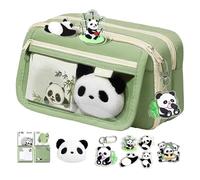 Panda Pencil Case - Cute Panda Pencil Case, Animal Panda Pencil Case, Panda Stationery Case, Panda Pencil Case with Large Capacity, Stationery Pen Bag with Zipper for, Green, see description, See