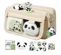 Panda Pencil Case - Cute Pencil Case | Soft Zipper Pocket - Spacious Classroom Design, Durable Learning Supplies in Daily School Use, Creative Desk Session, Creamy, see description, See