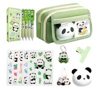 Panda Pencil Case for Boys & Girls, 2 Green Panda Pencil Bag Back to School Pencil Box, Pencil Bag Box Organiser, School Supplies Aesthetic Clean Girl, Advanced, Animal