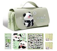 Panda Pencil Case, Pencil Pouch Cartoon Pencils Bags with Erasable Gel Pens, Notepad, Sticky Note and Stickers Pouch Bag Pen Case Stationery Organizer Pen Pouch for School Office Supplies,Stationery