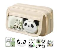 Panda Pencil Case with Zipper: Multi-Layer Cute Pencil Pouch for Girls, Aesthetic Pandas Stationery Set for Organizing Pens Eraser Ruler School Supplies