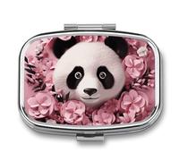 Panda Pill Box 2 Compartment Medicine Organizer Portable Pill Container Square Pill Holder for Pocket Travel Pill Case for Purse