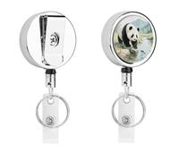 Panda Playful Fish Badge Reel Retractable Work Badge Holder 24.4" Cord & 360° Swivel Alligator Clip Stainless Steel Heavy Duty Id Name Tag Holder for Nurses Doctors Teachers Office Workers