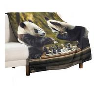 Panda Playing Chess Flannel Blanket Throw 280g Lightweight Carpet Large Bed Blankets for Sofa Couch Bed