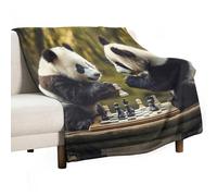 Panda Playing Chess Flannel Blanket Throw 280g Lightweight Carpet Large Bed Blankets for Sofa Couch Bed