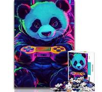 Panda Playing Games Puzzles 1000 Pieces for Teenagers,Pattern Assembly Fun at Home Activities,Birthday Present,Travel Gifts (38x26cm)