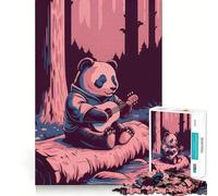 Panda Playing Guitar in The Forest Hard Jigsaw Puzzle for Adults 1000 Pieces Think Toy Peaceful Fun Clean Cut Fine Art Piece (38x26cm)