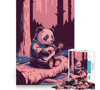 Panda Playing Guitar in The Forest Jigsaw Puzzles for Teenagers 1000 Pieces Fine Logic Toy Soft Relax Neat Edge Premium Gift (38x52cm)