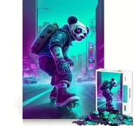 Panda Playing Roller Skate Jigsaw Puzzle for Teenagers 1000 Pieces Memory Gain Calm Relax Design Assembly Classic Gift (38x26cm)