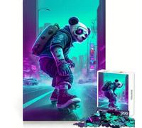 Panda Playing Roller Skate Jigsaw Puzzles for Teenagers 1000 Pieces Think Toy Soothing Fun Clean Cut Art Collectible (38x52cm)