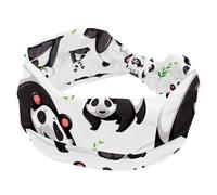 Panda Playing with Bamboo Pattern Headband for Women, Soft Wide Headbands, Non Slip Workout Hairbands for Yoga Fitness Travel Gym, Hair Accessories