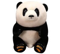 Panda Plush, Cuddly Soft Stuffed Wild Animals Doll Realistic Fluffy Sitting Panda Plushie Toy for Playing Cuddling(Black,40cm/15.7in)