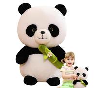 Panda Plush Toy - Cute Panda Soft Toy Holding Bamboos | Bear Plush, Realistic Handmade Stuffed, Vivid for Kids Birthday Valentine Christmas