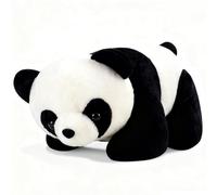Panda Plush Toy, Stuffed Animal Panda Doll, Lying Down Soft Cuddly Animal Doll for Kids and Collectors Black and White 30cm