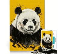 Panda Portrait on Yellow Background 1000 Piece Jigsaw Puzzle for Teenagers Wise Think Toy Easy Leisure Tight Cut Amazing Present (50x75cm)