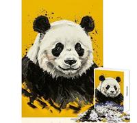 Panda Portrait on Yellow Background for Adults 1000 Piece Puzzle Train Logical Thinking And Problem-solving Relaxing Stress Free Enjoyment (50x75cm)