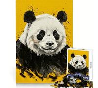 Panda Portrait on Yellow Background Jigsaw Puzzles for Adults 1000 Pieces Logic Sense Toy Relaxing Fun Smooth Edge (38x26cm)