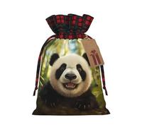 Panda portrait photo Printed holiday drawstring bag 8.3x11.8 inch Christmas party decoration gift bag