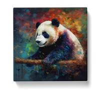 Panda Post-Impressionism No.1 Canvas Print | Gallery Wrapped 30mm Frame Wall Art | 20x20 inches | Ready to Hang | Impressionist Animals Picture | Living Room Bedroom Lounge Office