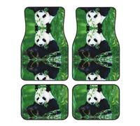 Panda Print Car Foot Mat Four-Piece Set Full Set With Non-Slip Rubber Backing