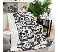 Panda Print Throw Blanket for Kids, Cute Cartoon Panda Soft Cozy Fluffy Flannel Blanket for Girls, 130 x 150 cm Warm Panda Theme Fleece Blanket for Teen Boys Panda Lovers Sofa Couch Birthday Gift