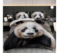 Panda Printed Double Duvet Cover Set Cute Pets Bedding Set Ultrasoft Microfiber Quilt Cover 200x200 cm with Zipper and 2 Pillowcases for Double Bed 1552.A
