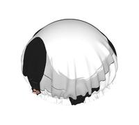 Panda Printed -Print Extra Large Waterproof Shower Cap-Double Layer Protection For Long/Curly Hair - Reusable & Travel Friendly.