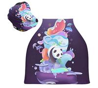 Panda Purple Art Baby Car Seat Cover Canopy Stretchy Nursing Covers Breathable Windproof Winter Scarf for Infant Breastfeeding Boys Girls