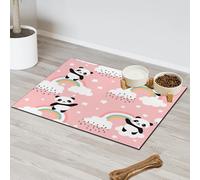 Panda Rainbow Cloud Pet Feeding Mat for Cat Dog Water Bowl Food Mats Happy Panda Pet Feeding Mats Absorbent Nti-Slip Contain Spills Protects Floors Placemat 30.4 x 50.8 cm