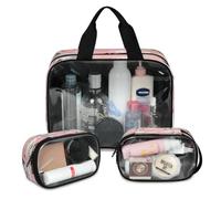 Panda Rainbow Cloud Travel Makeup Bag for Women Men, Happy Panda Translucent Cosmetic Bags 3 Pcs Large Shower Wash Pouch Toiletry Cosmetic Toiletries Organizer