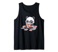 Panda Reading Books Kawaii Bookworm with Glasses Fun Tank Top
