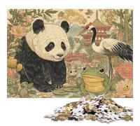 Panda, Red-crowned Crane Adults Fun Wooden Jigsaw Puzzle 500 Pieces Decoration Stress Relief Toy Toy Intellectual Game Education Game Relaxation And Intelligence 500pcs (52x38cm)