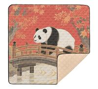 Panda Red Golden Large Stylish Baby Playmat for Indoor Outdoor Comfortable Baby Kick Crawling Mat for Baby Toddler Infant, 50'' x 50''