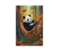 Panda Relaxing in Hammock Autumn Wall Art, Cozy Decor, Home Poster Artistic Wall Mural Modern Hanging Decor Poster24x36inch(60x90cm)