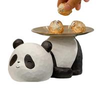 Panda Resin Storage Tray - Desktop Key Organizer, Wallet Holder | Cute Panda Figurine Ornament Sculpture, Modern Collectible Resin Desk Storage Organizer with Home Office Accessories Decoration Kit