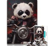Panda Riding A Motorcycle Puzzles for Adults Teens 1000pc Puzzle,Help The Brain Exercise Addictive Toys to Cultivate Patience A Work of Art (38x26cm)