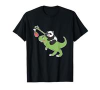 Panda Riding A T-Rex Funny Dinosaur Panda Bear Dino Food T-Shirt