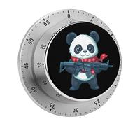 Panda Rifleve 60 Minutes Wind Up Kitchen Timer Stainless Steel Countdown Mechanical Alarm for Cooking Workout