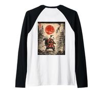 Panda Ronin Samurai Vintage Japanese Design for Men Women Raglan Baseball Tee