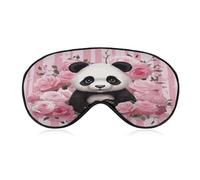 Panda Rose Flowers Pink White Stripe Sleeping Mask Sleep Mask for Side Sleeper Relaxing Zero Pressure Night Blindfold Light Block-Out Eye Mask for Sleep with Easy Adjustable Strap