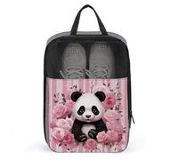 Panda Rose Flowers Shoe Bag Travel Shoe Organizer Water-Resistant Shoe Pouch with Zipper Sneaker Dust Bag, gray, One Size, Modern