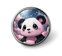 Panda Round Lapel Pin Women's Novelty Buttons & Pins Metal Badge Cute Brooch Retro Pinback Badge Fashion Bag Pins for Hat Backpacks Tie Suit Wedding Party Accessory, Circular, Aluminum, no gemstone