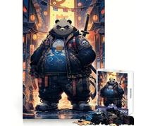 Panda Samurai in Neon City Jigsaw Puzzle for Adults 1000 Pieces Intellect Toy Peaceful Fun Precise Cut Santa Wish List (50x75cm)