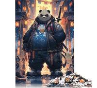 Panda Samurai In Neon City Puzzles 500 Piece Puzzle Adult Jigsaw Puzzle Educational Game Challenge Toy 500pcs (52x38cm)