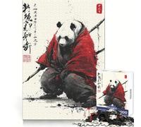 Panda Samurai Ink Art 1000 Piece Jigsaw Puzzles for Adults Jigsaw Logic Sense Toy Leisure Fun Smooth Edge Heartfelt Gift (38x26cm)