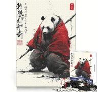 Panda Samurai Ink Art 1000 Piece Jigsaw Puzzles for Adults Teenagers Brain Play Peaceful Fun Sharp Edge Memorable Gift (38x52cm)