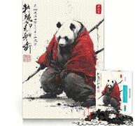 Panda Samurai Ink Art 1000 Piece Jigsaw Puzzles for Adults Teenagers Brain Play Peaceful Fun Sharp Edge Memorable Gift (38x52cm)