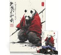 Panda Samurai Ink Art Jigsaw Puzzles for Adults 1000 Pieces Mind Skill Toy Slow Enjoy Design Assembly Lovely Gift (50x75cm)